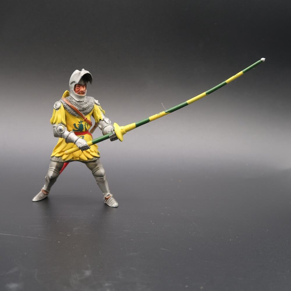 Blue Box Lancer Knight Yellow Green Lion Figure Fantasy Medieval Incomplete